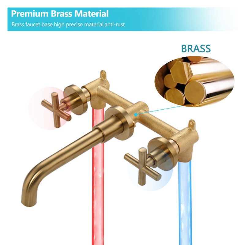 PROOX Wall Mounted Faucet 2handle Bathroom Faucet & Reviews Wayfair